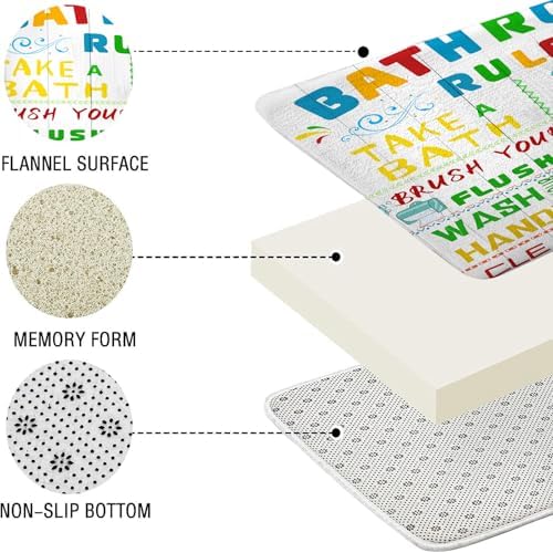 Aeyadis Kids Bath Mat with Funny Rules Design
