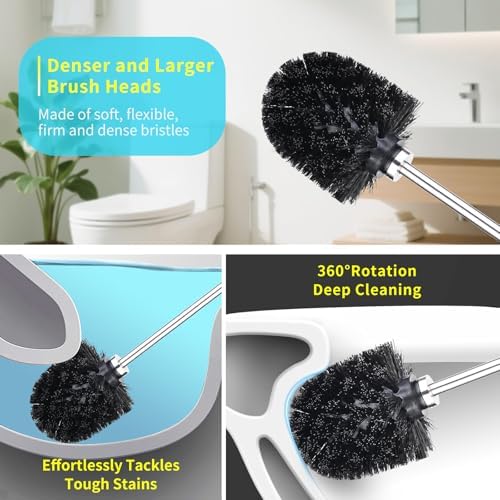 Stainless Steel Toilet Brush Set with 2 Heads and Holder 1