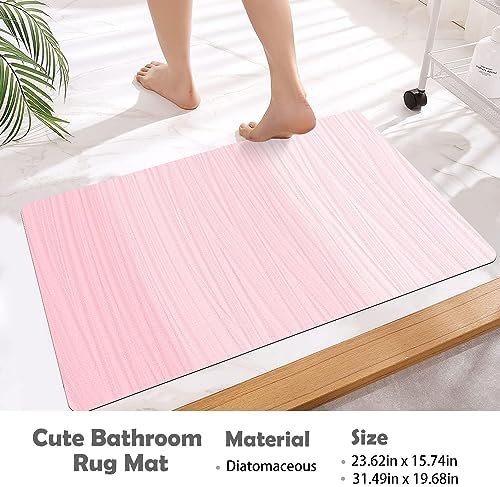 Ineffablex Cute Pink Gradient Bath Mat Quick Dry