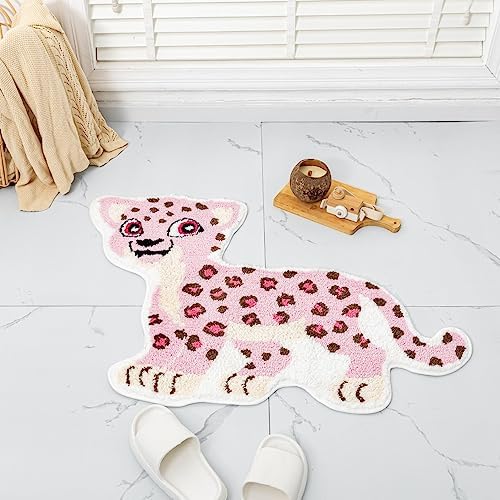 Fun Pink Leopard Bath Mat for Bathroom Decor