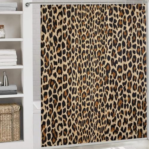 Supdreamc 4 Pack Cool Cheetah Leopard Shower Curtain Set with Bath Rug