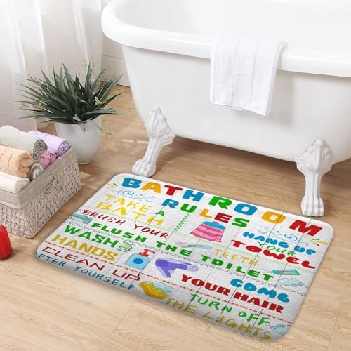 Aeyadis Kids Bath Mat with Funny Rules Design