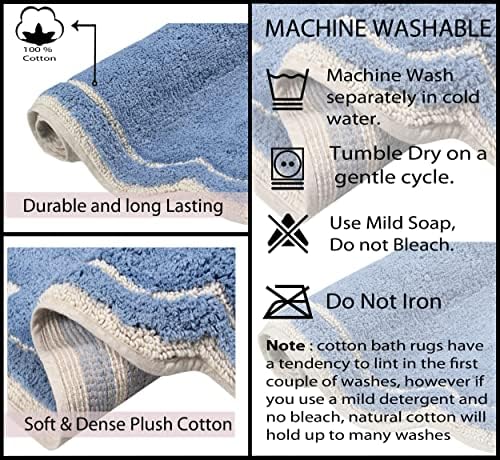 Home Weavers Allure Blue Cotton Bath Rug 17Lx24W