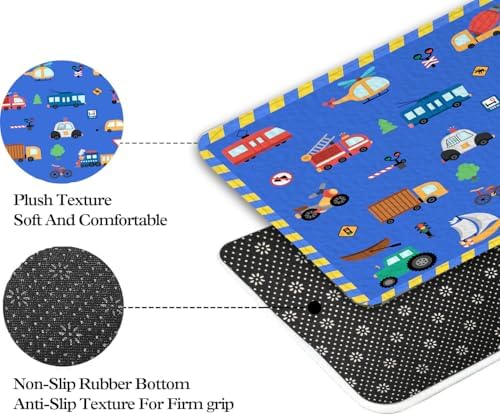 JAWO Kids Construction Bath Rug with Non-Slip Design
