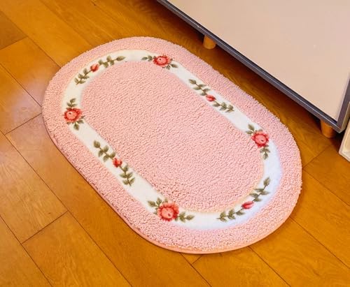 Sytian Nice Rose Flower Bath Rug - Pink 157 X 236 Oval