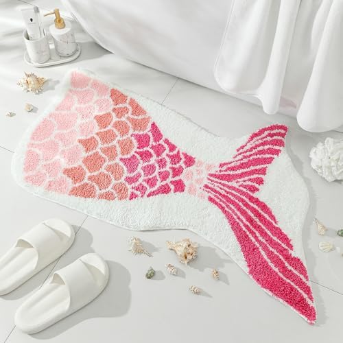 YRXRUS Mermaid Bath Rug - Ocean Themed 23x39 Inch