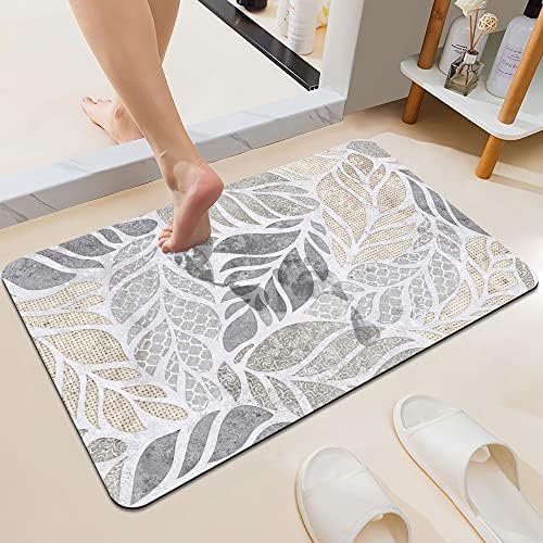 DJSOK Boho Leaves Bath Mat Rug Non-Slip Quick Drying
