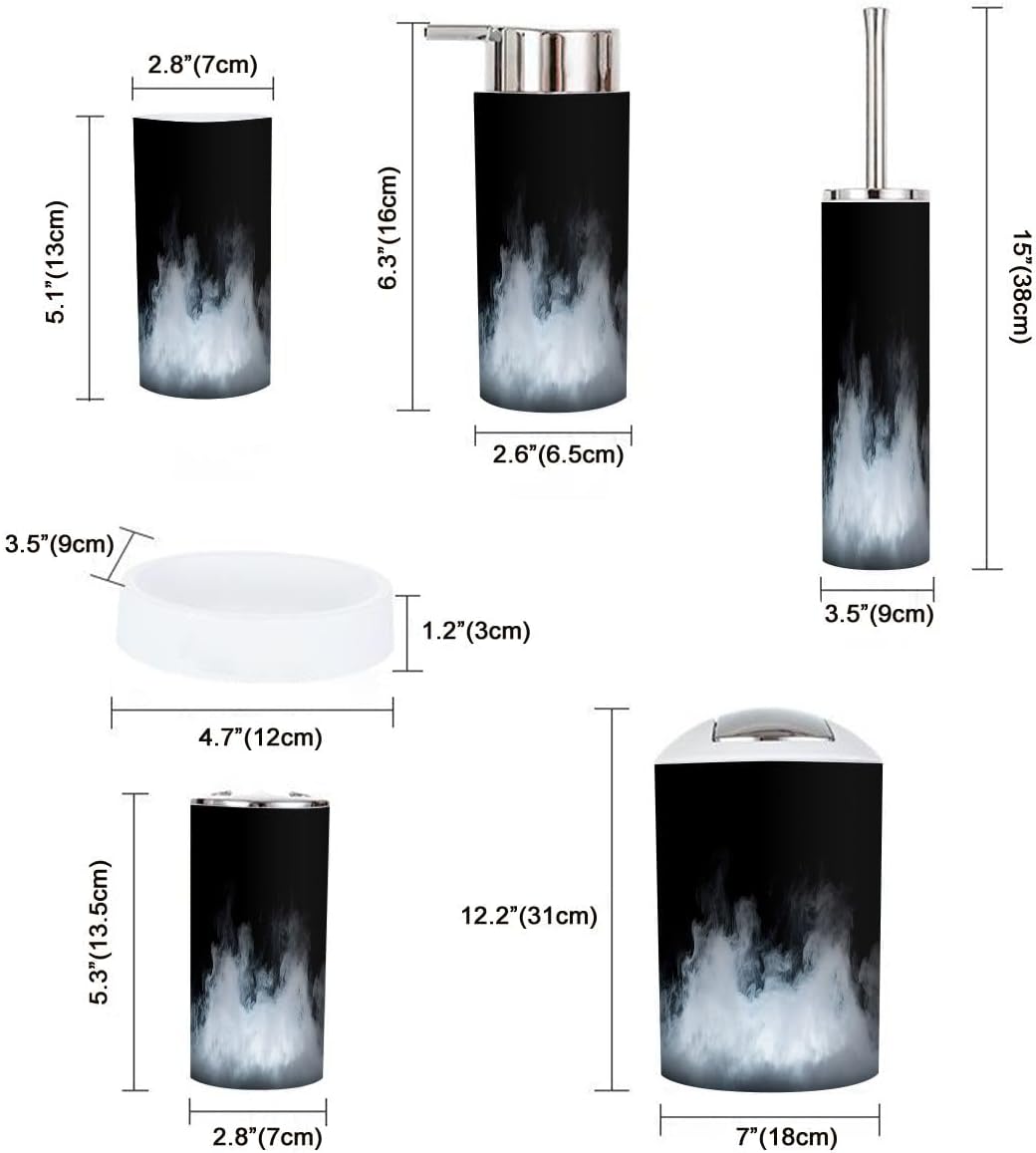 Boho Fog Black 6-Piece Bathroom Accessories Set