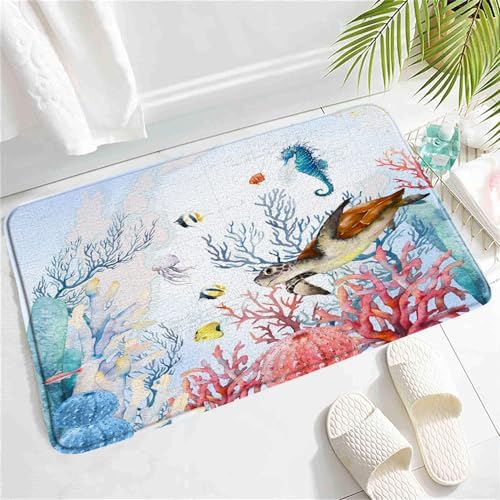 SATRTUD Nautical Animal Bath Mat for Kids