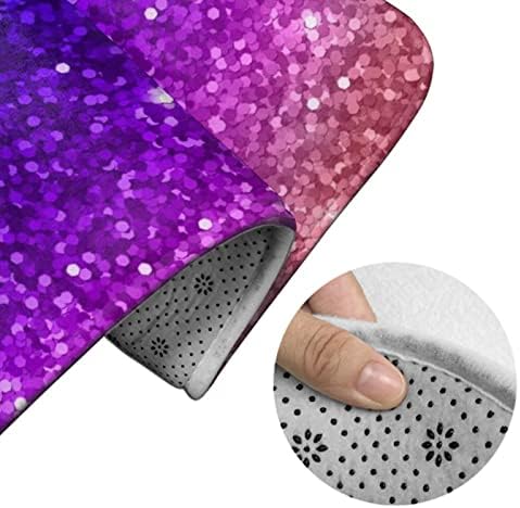 MZERSE Absorbent Memory Foam Bath Rug with Purple Glitter Pattern