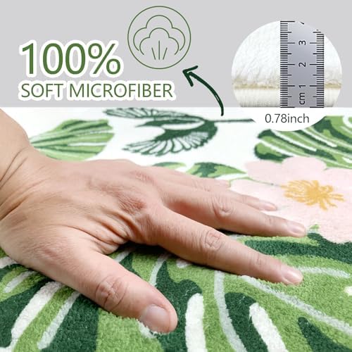 Green Leaf Bath Mat with Anti-Slip Design