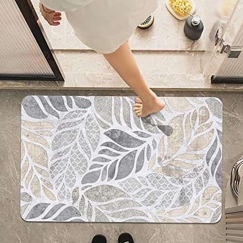 DJSOK Boho Leaves Bath Mat Rug Non-Slip Quick Drying
