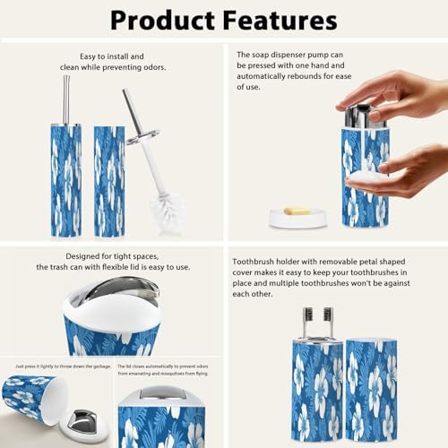 Boho Hibiscus Bathroom Accessory Set 6 Piece