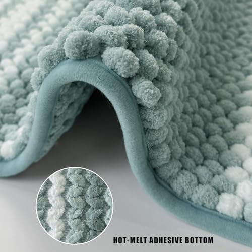 HDFK Soft Chenille Bath Mat with Striped Design