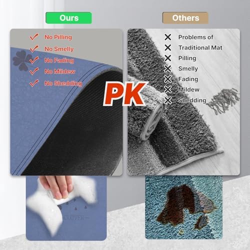 Hoolqxo Diatomaceous Earth Bath Mat - Non Slip Quick Dry
