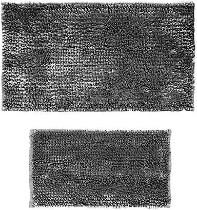 BH Home Linen 2-Piece Butter Chenille Bath Mats Set Grey
