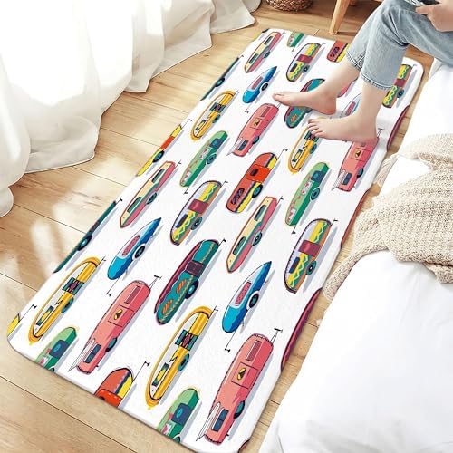 JAWO Happy Camper Bath Mat - Retro Non-Slip Doormat for RV