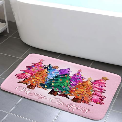 NYMB Winter Cute Pink Christmas Tree Area Rug for Floor