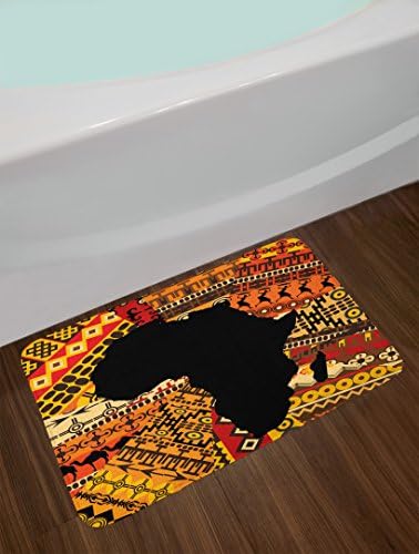 Lunarable African Bath Mat Plush Decor with Non Slip Backing