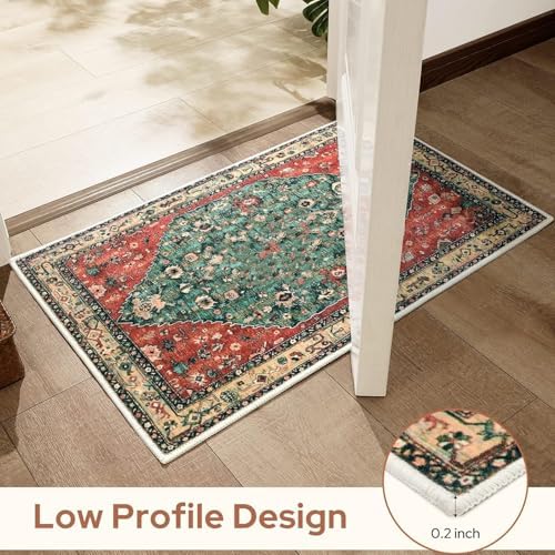 Waaqied Green Leaves Bath Mats for Kids Non-Slip 16x24 Inch