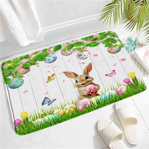 SATRTUD Spring Rabbit Bath Mat for Kids