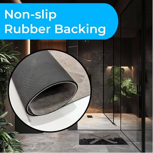 DidiDesk Modern Black Grey Bath Rug with Anti-Slip Backing