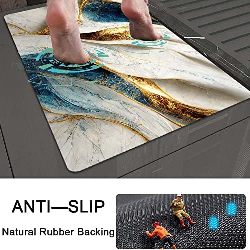 DJSOK Bath Mat Rug - Non-Slip Absorbent Marble Design 16x24 Rectangle