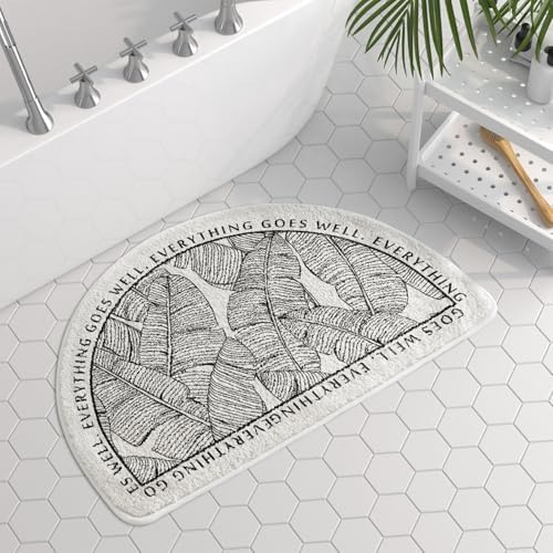Vctops Half Circle Leaf Print Bath Rug