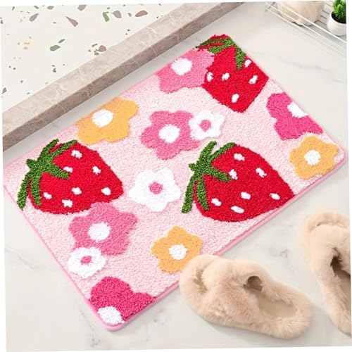 Eioflia 16x24 Non-Slip Strawberry Bath Mat