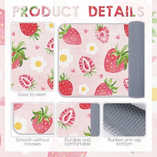 Cute Strawberry Bath Mat for Bathroom Decor