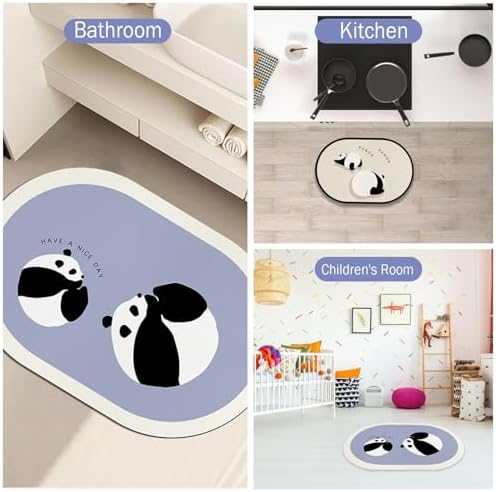 Milnnie Panda Bath Rug 16x24 Non-Slip Absorbent Mat