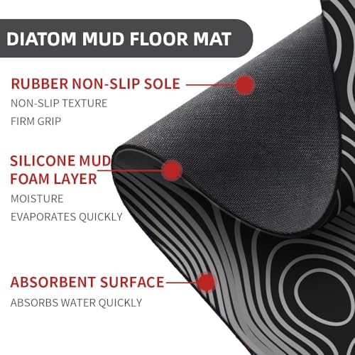 IMAYONDIA Diatomaceous Earth Bath Mat - 40x60cm Non-Slip Fast Drying Water Absorbent