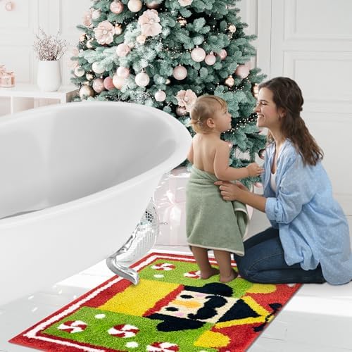 Christmas Bath Mat with Nutcracker Design 20x30 in Red