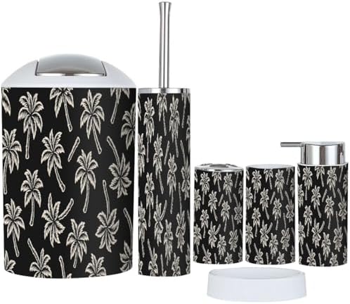 TRANQDEHOM 6 Piece Boho Tropical Bathroom Accessory Set
