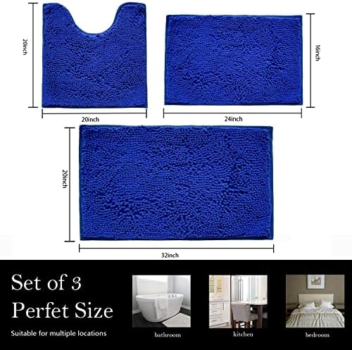 AINAHYVA 3 Piece Bathroom Rug Set Plush Shaggy Non Slip Super Absorbent