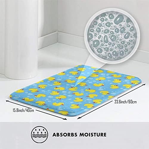 MZERSE Washable Bathroom Rugs with Funny Blue Bubbles and Yellow Rubber Ducks