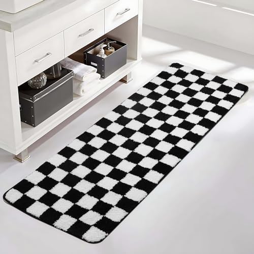Sivilife Checkered Bath Rug 18x47 Non Slip