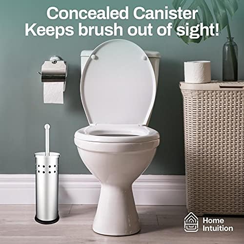 Home Intuition Chrome Stainless Steel Toilet Brush Holder Set 2 Pack