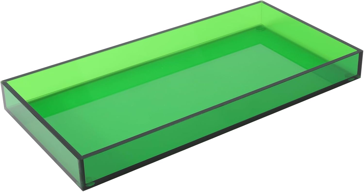 Emerald Green Acrylic Vanity Tray 12x6 for Bathroom and Vanity