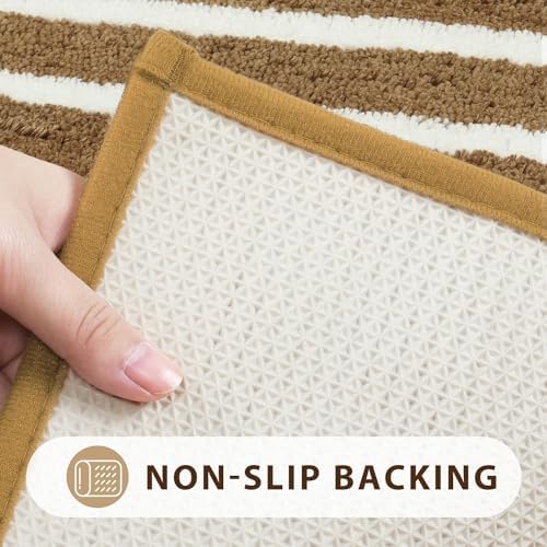 Uphome Modern Geometric Bath Mat - Brown 18x26 Inch