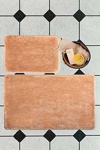 VHD Plush Bath Rug Set 2 Pieces Non-Slip Beige