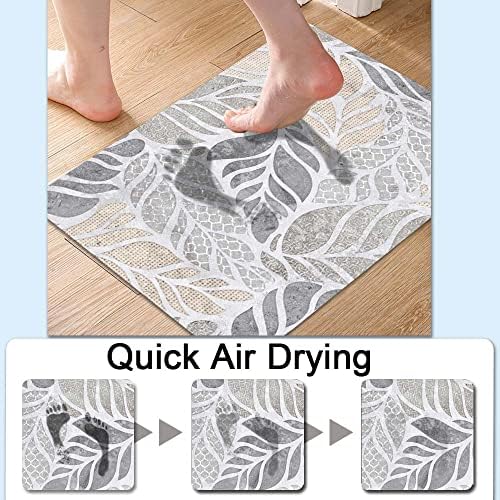DJSOK Boho Leaves Bath Mat Rug Non-Slip Quick Drying