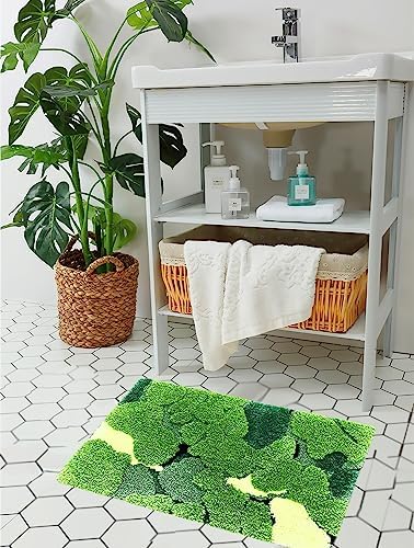 LEVINIS Moss Bath Rug Absorbent Non-Slip Boho Mat 24x16 Inches