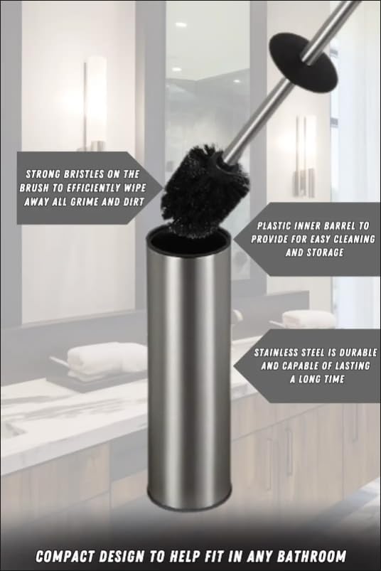 FlushFab Stainless Steel Toilet Brush and Holder Set