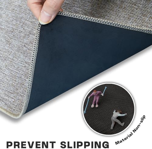 Yancorp Thin Non-Slip Bathroom Rugs 16x28 Inch Khaki