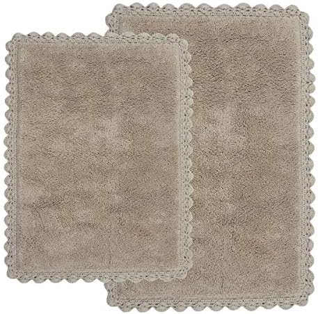 Chesapeake Linen Crochet Bath Rug Set 21 x 34 17 x 24