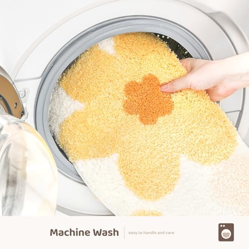 Molesun Floral Bath Mat - Non-Slip Microfiber 16x24 Yellow