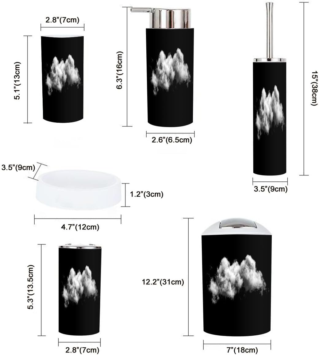 Boho Cloud Black Bathroom Accessory Set 6 Piece