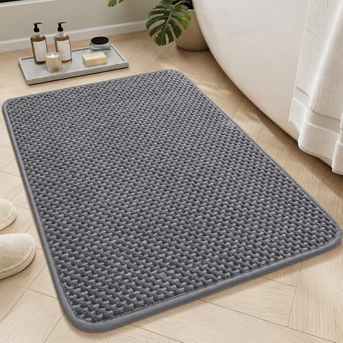 AMOAMI Chenille Bath Mat Quick Dry Non Slip