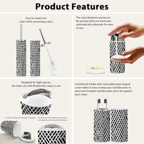 Boho Geometric Bathroom Accessory Set 6 Piece 1